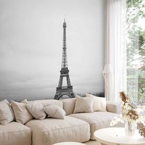 Fototapeta Městská architektura Paříže - černobílá Eiffelova věž ve stylu retro