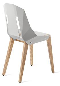 Bílá hliníková židle Tabanda DIAGO s dubovou podnoží