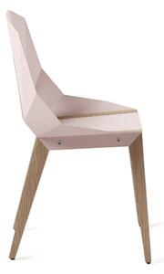 Světle růžová hliníková jídelní židle Tabanda DIAGO s dubovou podnoží