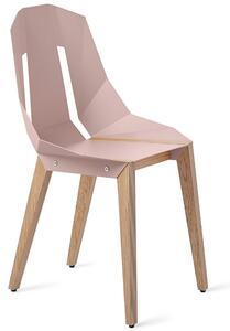 Světle růžová hliníková jídelní židle Tabanda DIAGO s dubovou podnoží