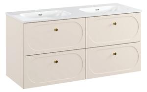 Comad Koupelnová skříňka s keramickým dvojumyvadlem Donna Sand 120 cm - béžový písek