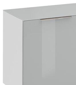 TV komoda TERRY IV bílá matná/šedé sklo, horní deska tvrzené sklo