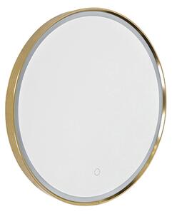 Koupelnové zrcadlo měděné 50 cm vč. LED 3-krokové stmívatelné s dotykovým kulatým - Miral