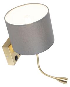 Art Deco nástěnná lampa zlatá s šedým stínítkem - Brescia