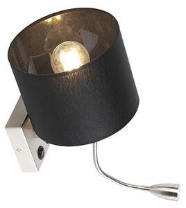 Moderní nástěnná lampa ocelová s černým stínítkem - Brescia