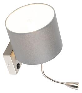 Moderní nástěnná lampa ocel s šedým stínítkem - Brescia