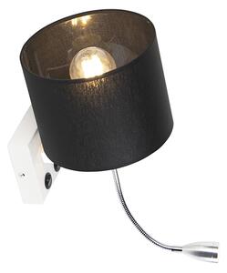 Moderní nástěnná lampa bílá s černým stínítkem - Brescia