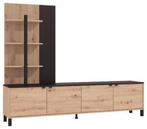 OBÝVACÍ STĚNA černá, dub artisan Hom`in - Kompletní obývací stěny