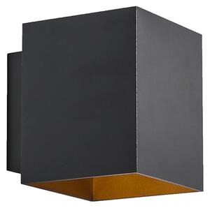 Designová nástěnná lampa černá a zlatá obdélníková - Sola