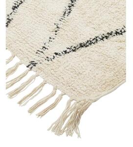 Ručně tkaný bavlněný koberec se vzorem a třásněmi Bina