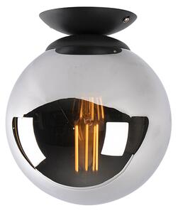 Stropní svítidlo v Art Deco stylu černé s kouřovým sklem - Pallon