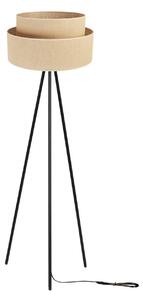 Stojací lampa Juta, 1x jutové stínítko, černá konstrukce, m