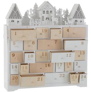 Bílý dřevěný vánoční adventní kalendář J-line Kaila II