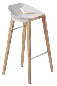 Bílá hliníková barová židle Tabanda DIAGO 75 cm s dubovou podnoží
