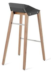 Šedá plstěná barová židle Tabanda DIAGO s dubovou podnoží 62 cm