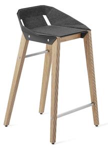 Šedá plstěná barová židle Tabanda DIAGO s dubovou podnoží 62 cm