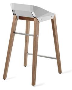 Bílá plstěná barová židle Tabanda DIAGO s dubovou podnoží 62 cm