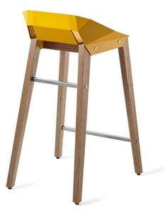 Žlutá plstěná barová židle Tabanda DIAGO s dubovou podnoží 62 cm