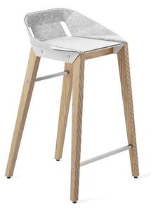Bílá plstěná barová židle Tabanda DIAGO s dubovou podnoží 62 cm