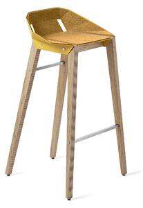 Žlutá plstěná barová židle Tabanda DIAGO s dubovou podnoží 75 cm