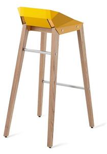 Žlutá plstěná barová židle Tabanda DIAGO s dubovou podnoží 75 cm