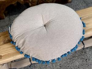 Kulatý vyšívaný polštář z Indie, průměr 40 cm