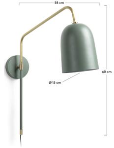 Zelená kovová nástěnná lampa Kave Home Audrie 15 cm