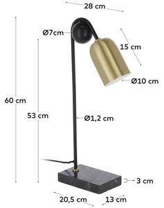 Zlatá kovová stolní lampa Kave Home Natsumi