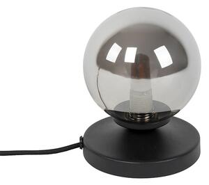 Moderní stolní lampa černá s kouřovým sklem - Atény