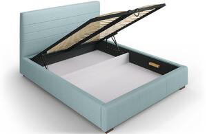 Světle modrá látková postel MICADONI Aranda 140 x 200 cm