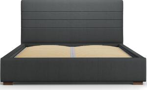 Tmavě šedá látková postel MICADONI Aranda 140 x 200 cm