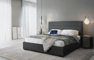 Tmavě šedá látková postel MICADONI Aranda 140 x 200 cm