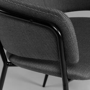 Tmavě šedá látková jídelní židle Kave Home Runnie s černou podnoží