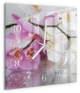 Skleněné hodiny Orchidej zskb-30x30-00083534