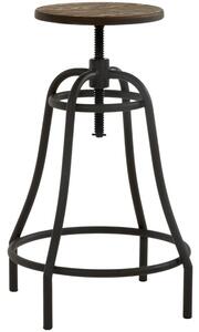 Černá kovová barová židle Kave Home Malira s bambusovým sedákem 66-84 cm
