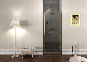 Gelco ANTIQUE retro sprchové dveře otočné, 800mm, pravé, ČIRÉ sklo, bronz, světlý odstín GQ1380RCL