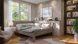 Rohová postel APOLONIE pravá, buk/šedá, 160x200 cm