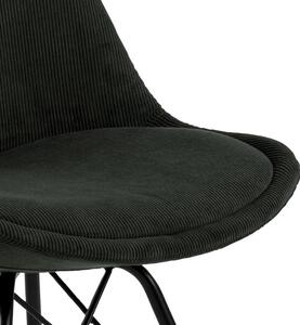 Scandi Tmavě zelená manšestrová jídelní židle Erisa