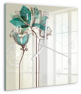 Skleněné hodiny Vintage květiny zskb-30x30-00057944