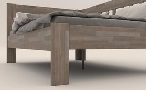Rohová postel APOLONIE pravá, buk/šedá, 140x200 cm
