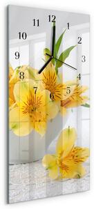Skleněné hodiny vertikální Žluté květy zsppc-30x60-00295217