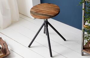 Moebel Living Černá kovová stolička Knisp s dřevěným sedákem 38-60 cm
