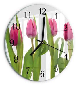 Skleněné nástěnné hodiny Tulipány zsoc-fi30-00178622