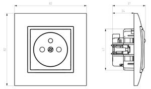 Ospel - Zásuvka domovní bez rámečku 230V + 1xUSB-A + 1xUSB-C ARIA černá