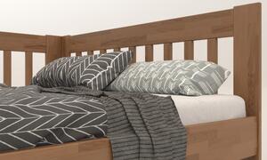 Rohová postel APOLONIE levá, dub/světlý ořech, 160x200 cm