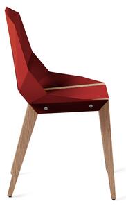 Červená hliníková židle Tabanda DIAGO s dubovou podnoží