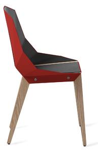 Červená koženková jídelní židle Tabanda DIAGO s dubovou podnoží