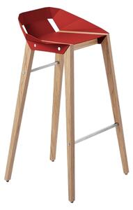 Červená hliníková barová židle Tabanda DIAGO 75 cm s dubovou podnoží