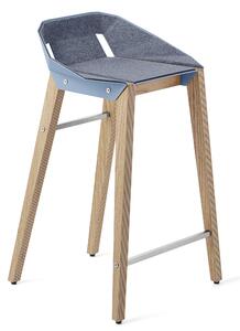 Světle modrá plstěná barová židle Tabanda DIAGO s dubovou podnoží 62 cm