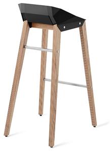 Černá plstěná barová židle Tabanda DIAGO s dubovou podnoží 75 cm